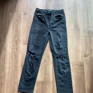 Wild Fable black high-waisted ripped straight-leg denim jeans size 2